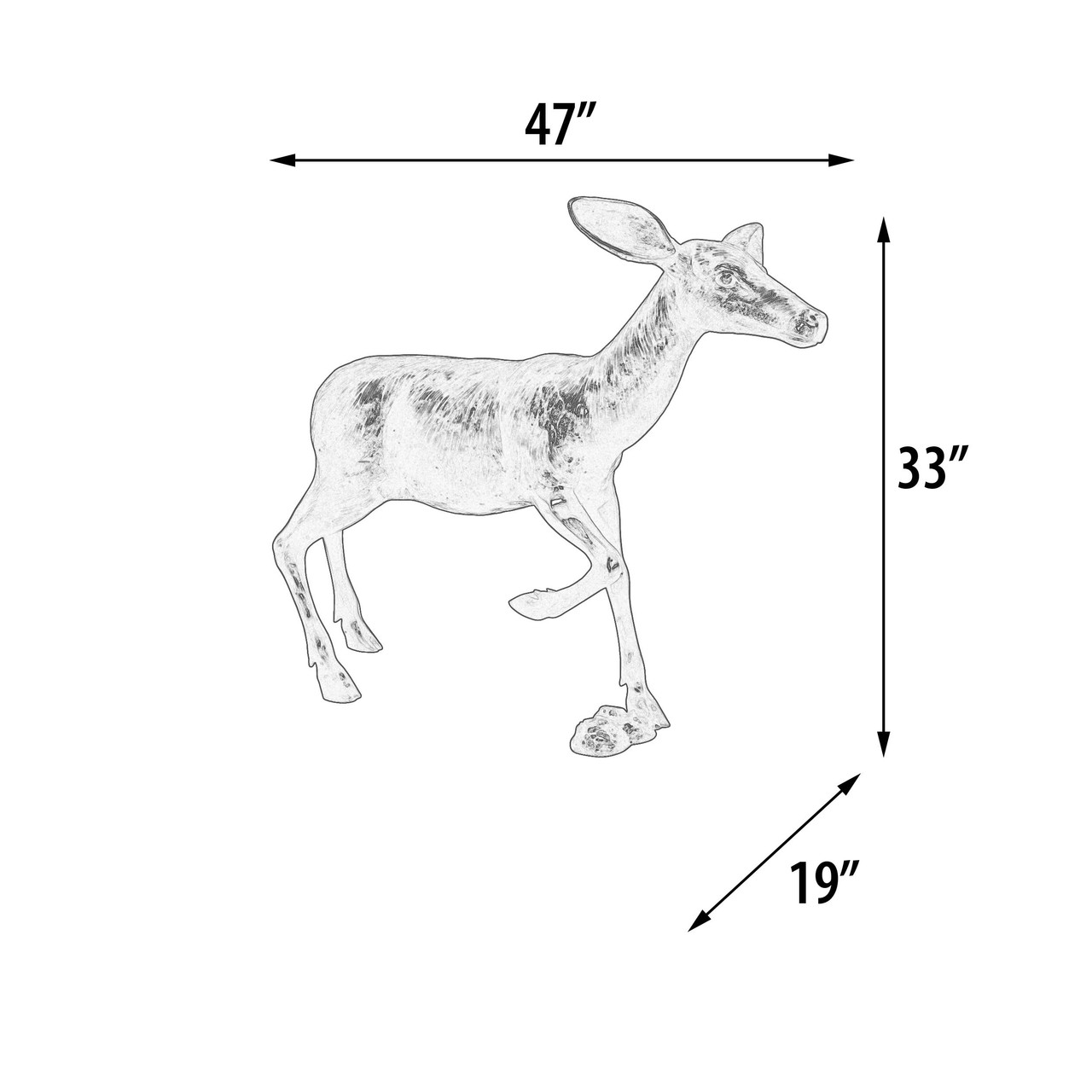 Bronze Fawn Standing 47 Inches Long Close Up Image