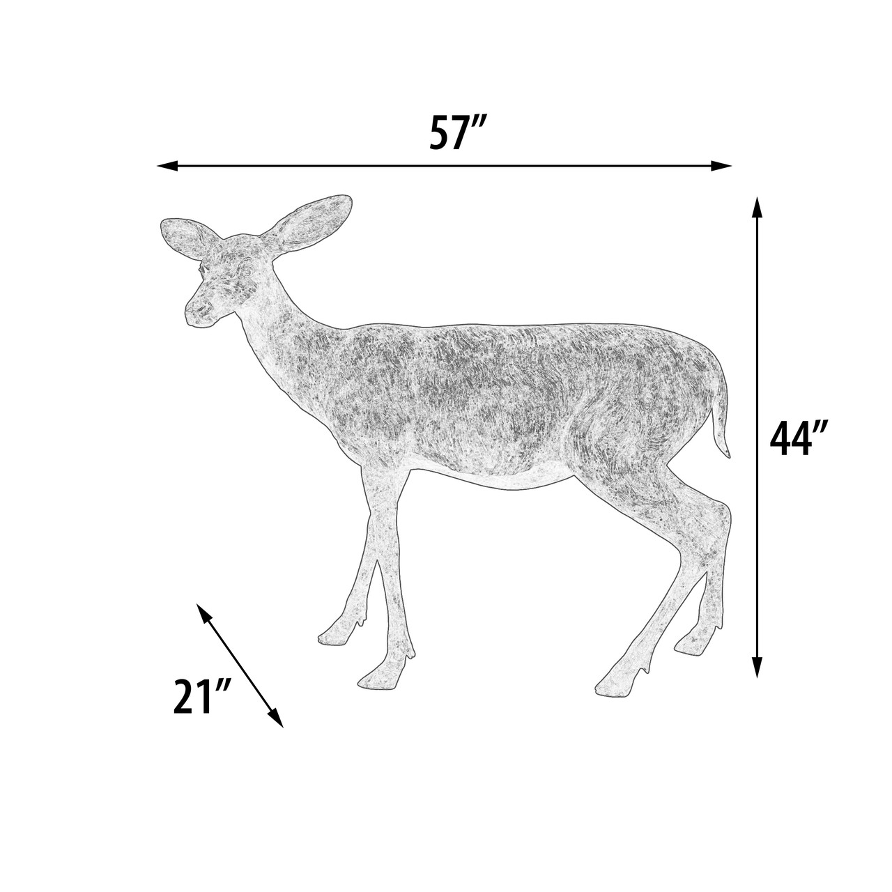 Bronze Doe Standing 57 Inches Long Close Up Image