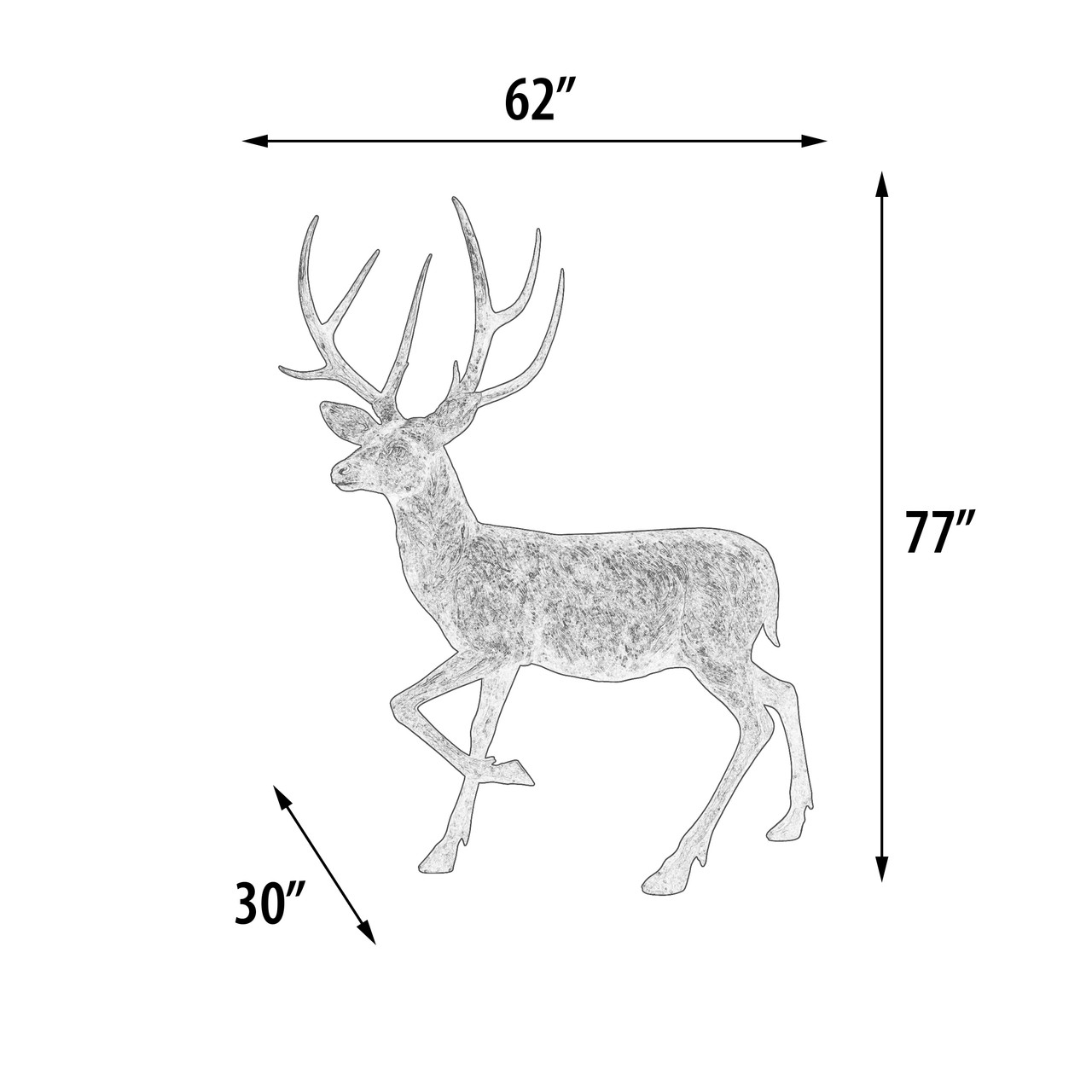 Bronze Buck Standing 62 Inches Long Close Up Image