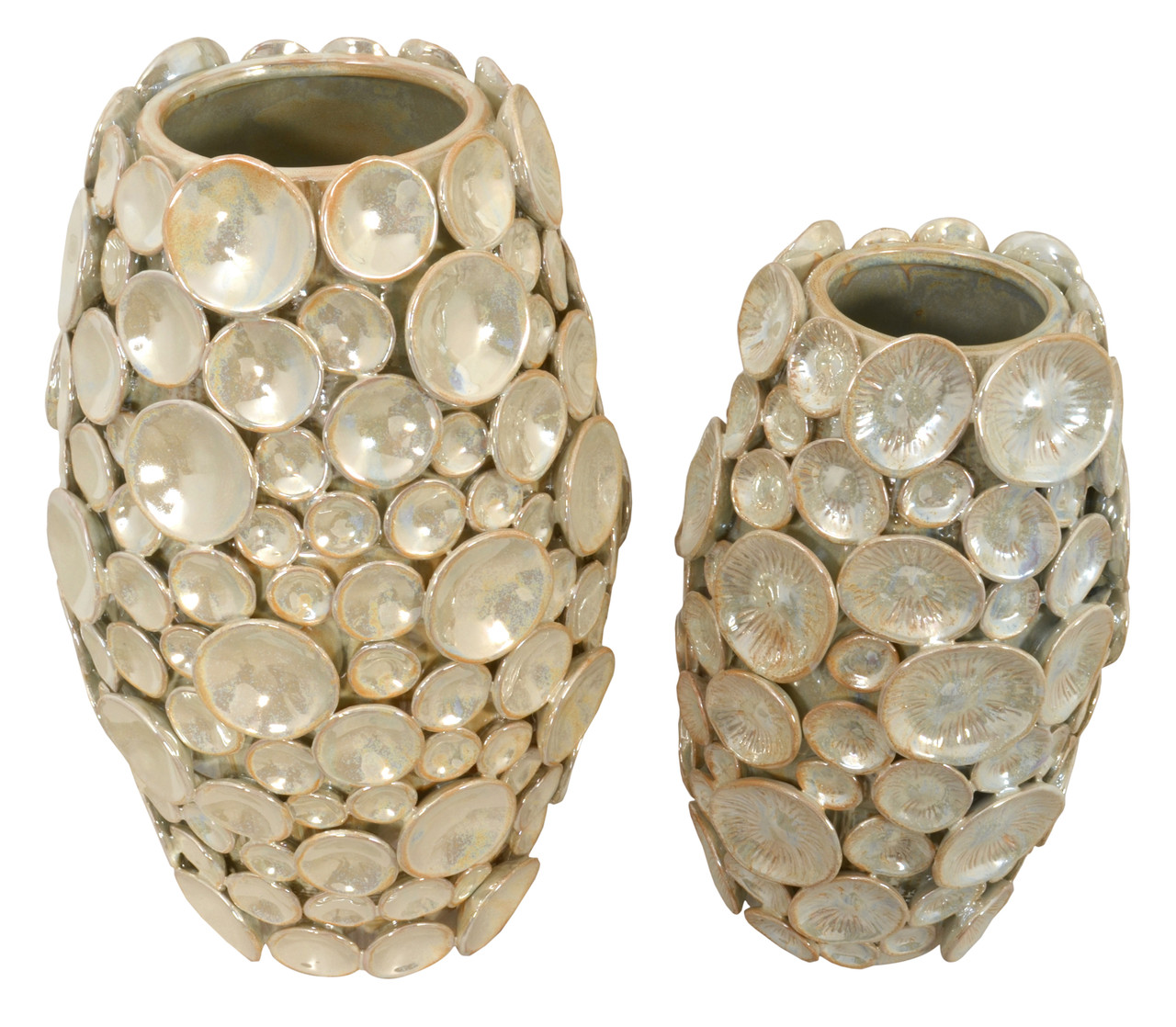 Silver Shimora Shell Vases Set of 2 Close Up Image