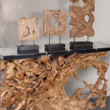 Mountain Studios Teak Organic Sculpture Set of 3 Graduated Height up to 24 Inches Tall