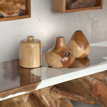 Mountain Studios Teak Organic Vase Set of 3