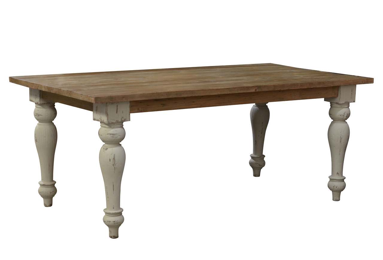 Farmhouse Dining Table Chalk White and Natural