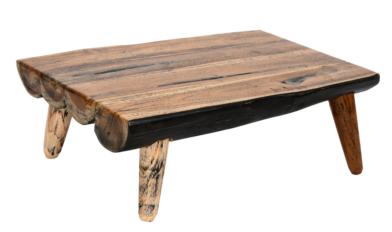Mountain Studios Double Cutting Board Charcuterie Stand on Legs 20 Inches Natural Teak Close Up Image
