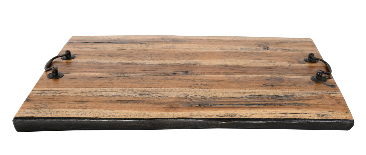 Mountain Studios Wide Cutting Board Charcuterie Tray 20 Inches Natural Teak Room Scene