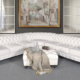 Classic Chesterfield White Sectional with Ottoman (KIT)