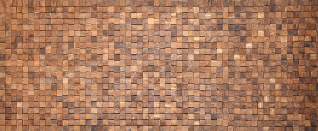 Mountain Studios Teak Mosaic Parquet Panel 98.5 Inch