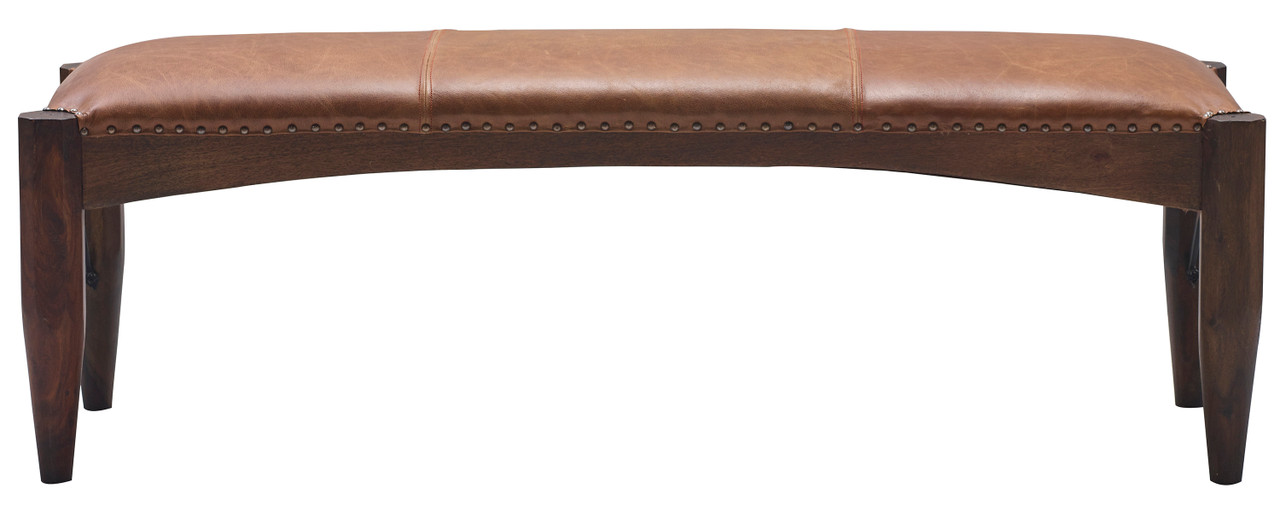 Mountain Tannery Craftsman Style Leather Bench 60 Inches Room Scene