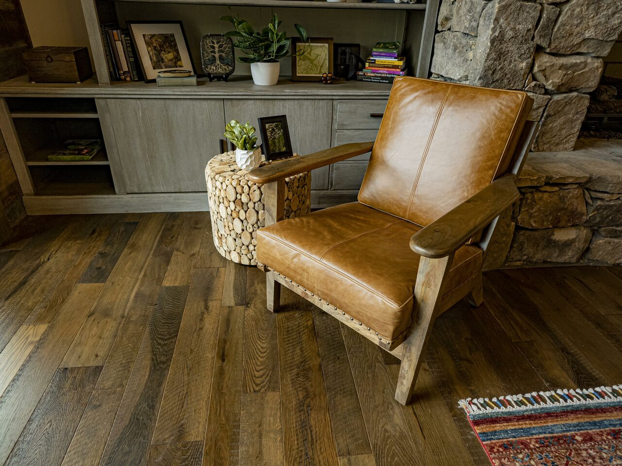 Mountain Tannery Leather Adirondack Chair 30 Inch Close Up Image
