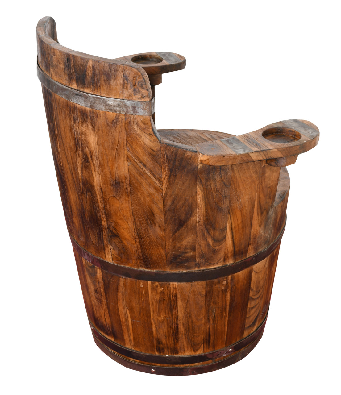 Barrel Swivel Chair Teak Close Up Image
