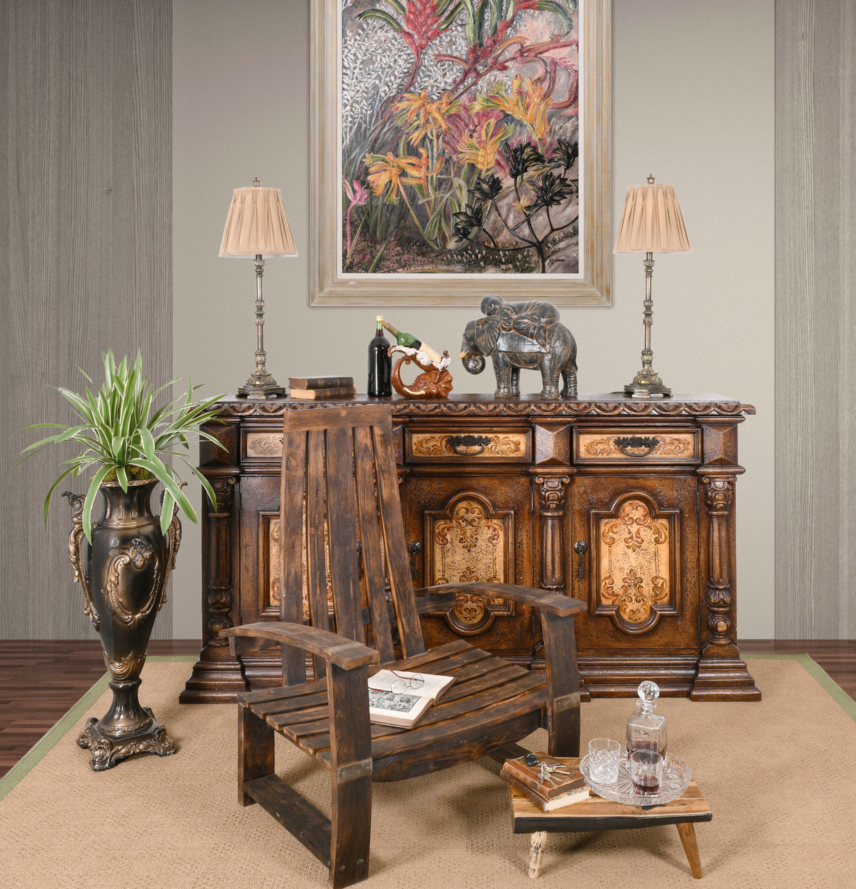 Wine Chair Teak Room Scene