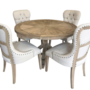 Farmhouse Diamond 48'' Round Dining Table Set of 5