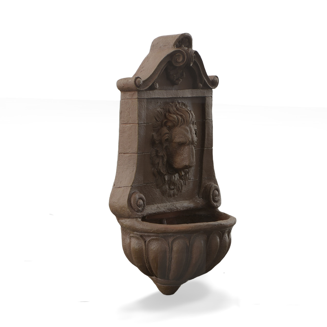 Small Terracotta Lion Wall Fountain Room Scene