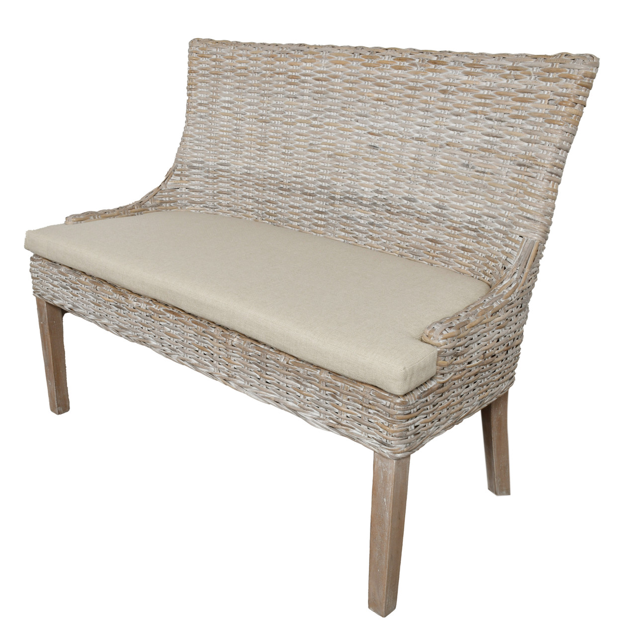 Alfresco Bench Kuba Weave Whitewash Close Up Image