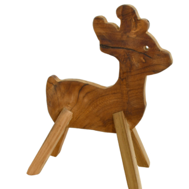 Standing Teak Deer 11 inches