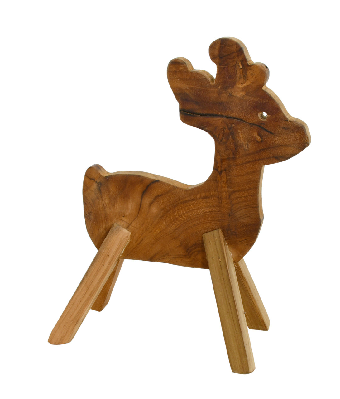 Standing Teak Deer 11 inches