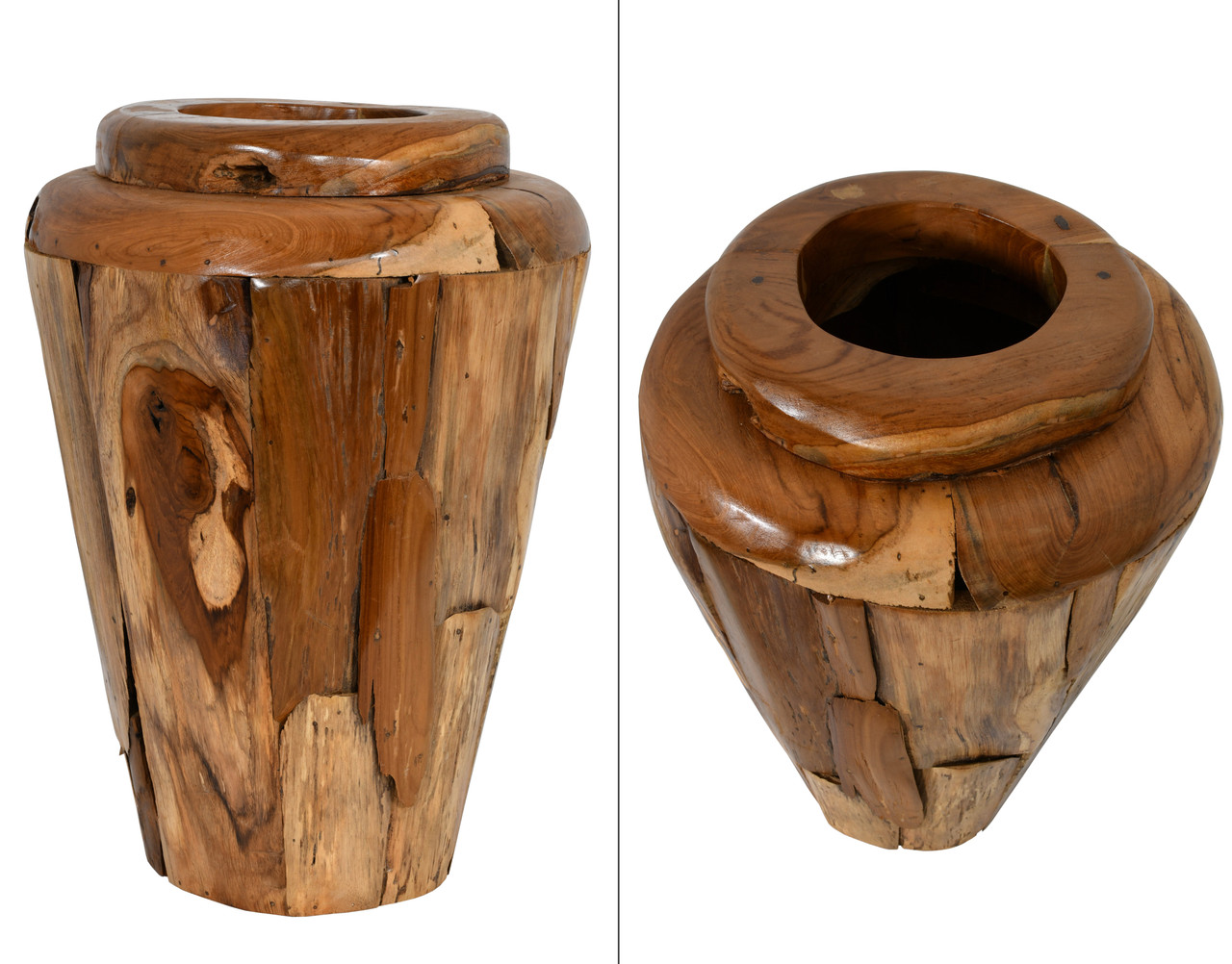 Carved Teak Vase 19 inches Close Up Image