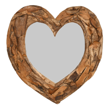 Teak Heart Wall Mirror