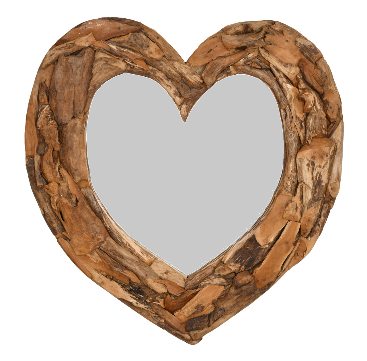 Teak Heart Wall Mirror