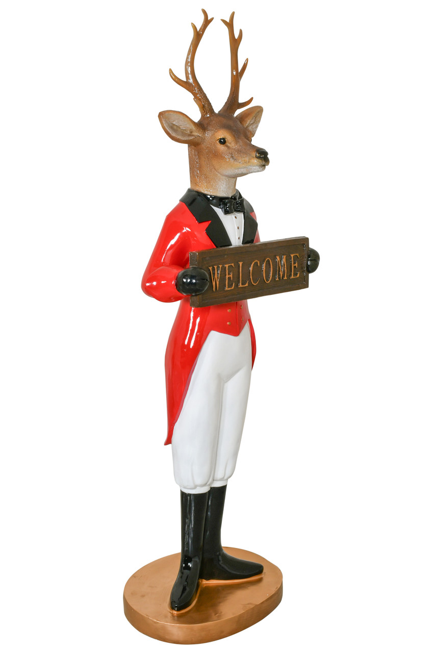 Deer Welcome Sign Statue Close Up Image