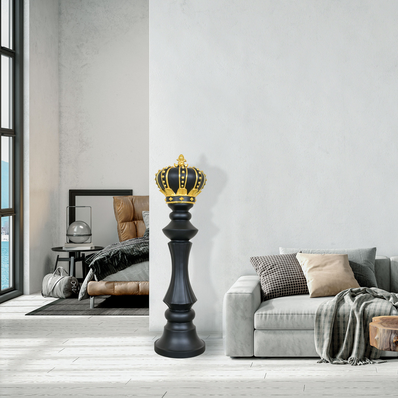 Black and Gold Chess King Room Scene
