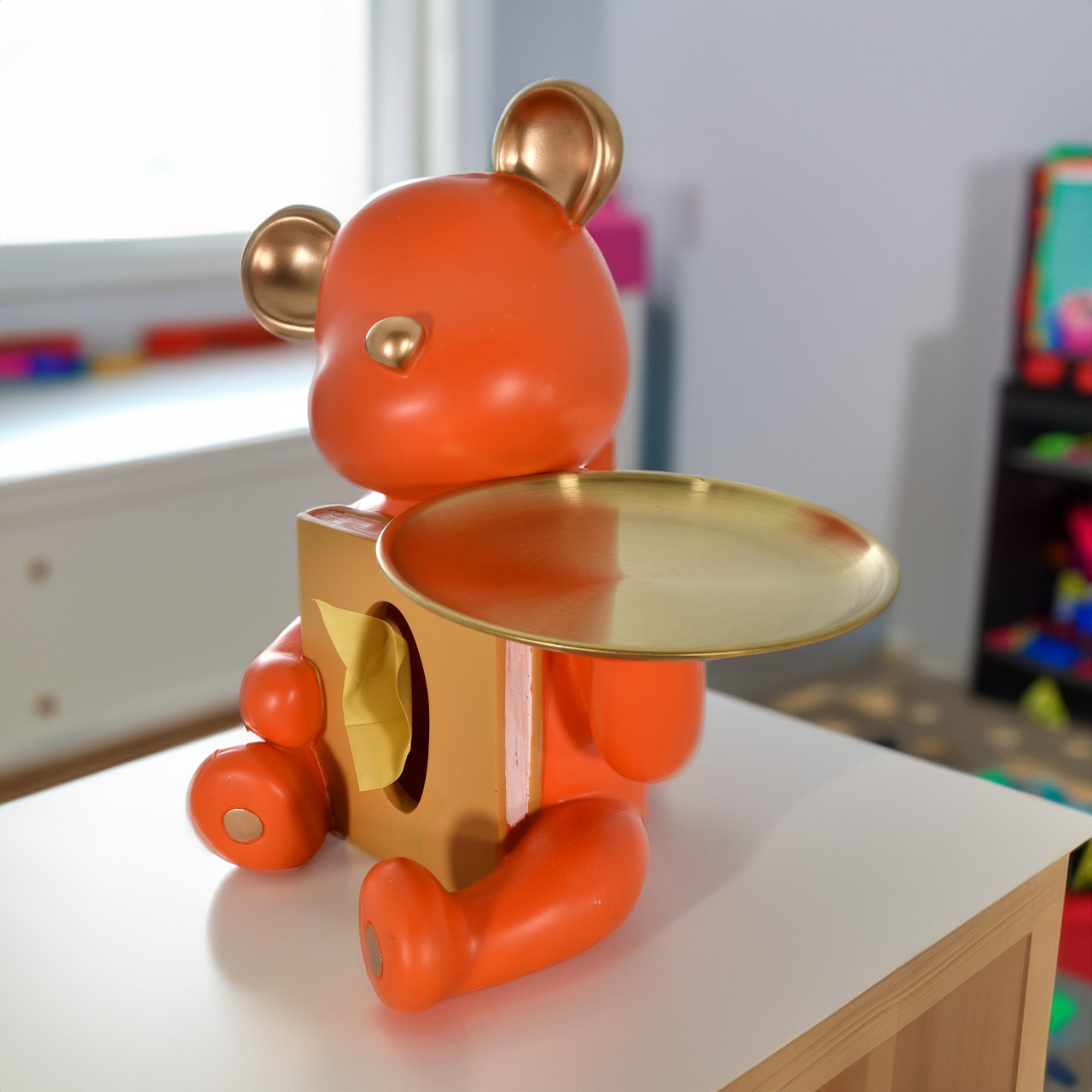 Feel Better Bear Butler Statue Tissue Box Holder Room Scene