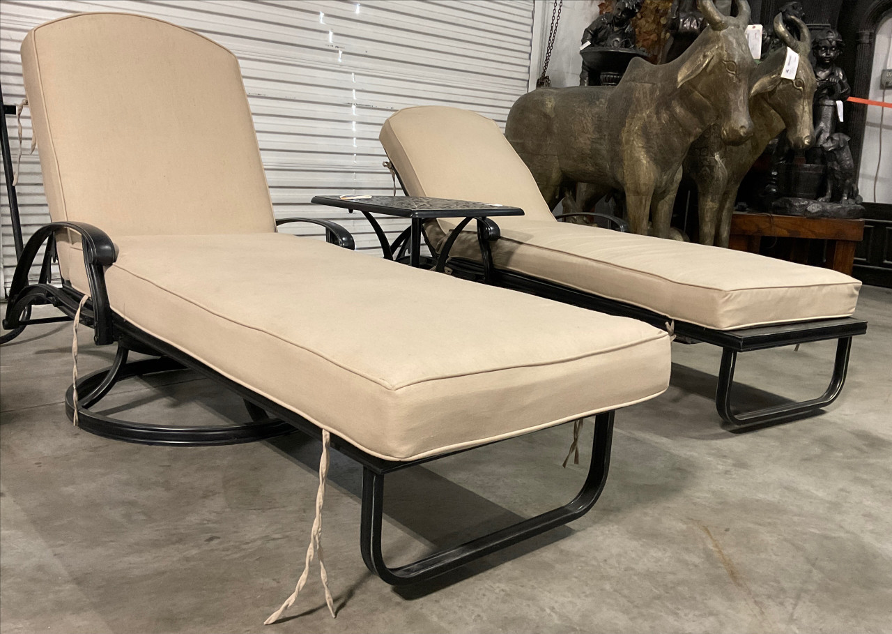 Outdoor Estate 3pc Swivel Chaise Lounge and Table Set Outdoor Aluminum,  Sumbrella,   Bridgeton Moore Patio Furniture