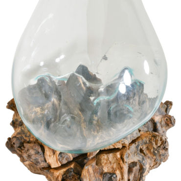 Glass Bowl On Wood Medium