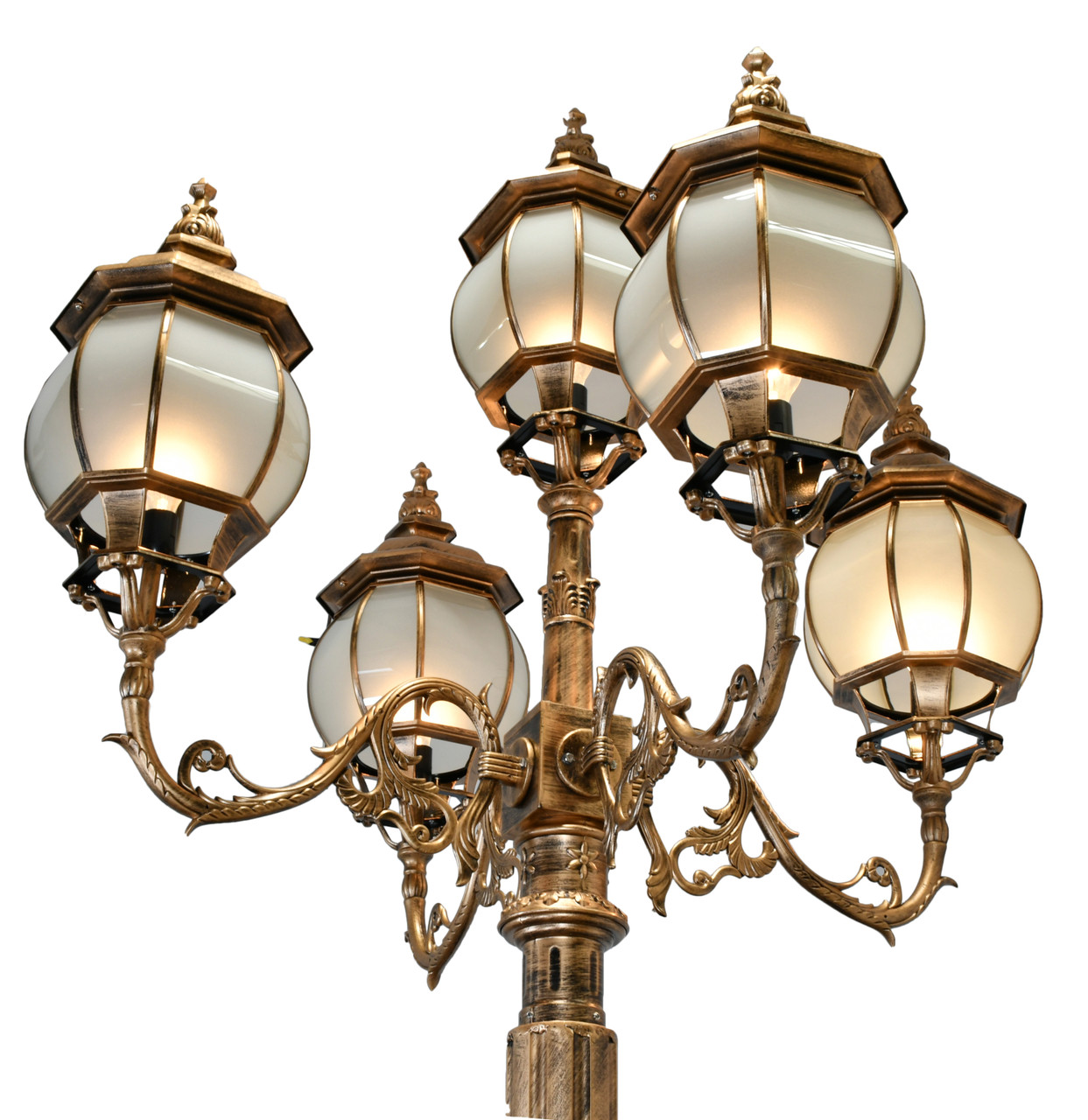Estate Powder Coated Aluminum 5 Light Street Lamp Close Up Image