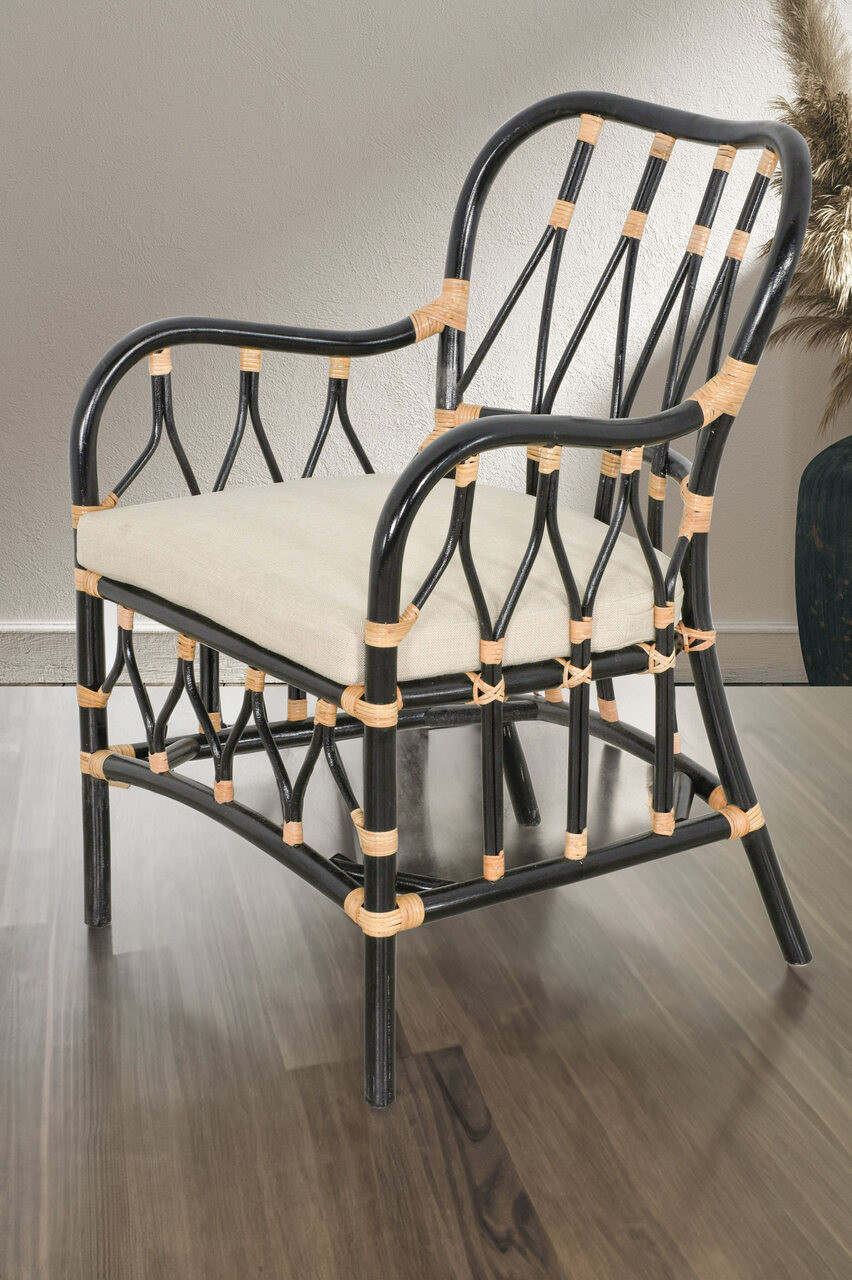 Balagi Wood Armchair with Rattan Binding Room Scene