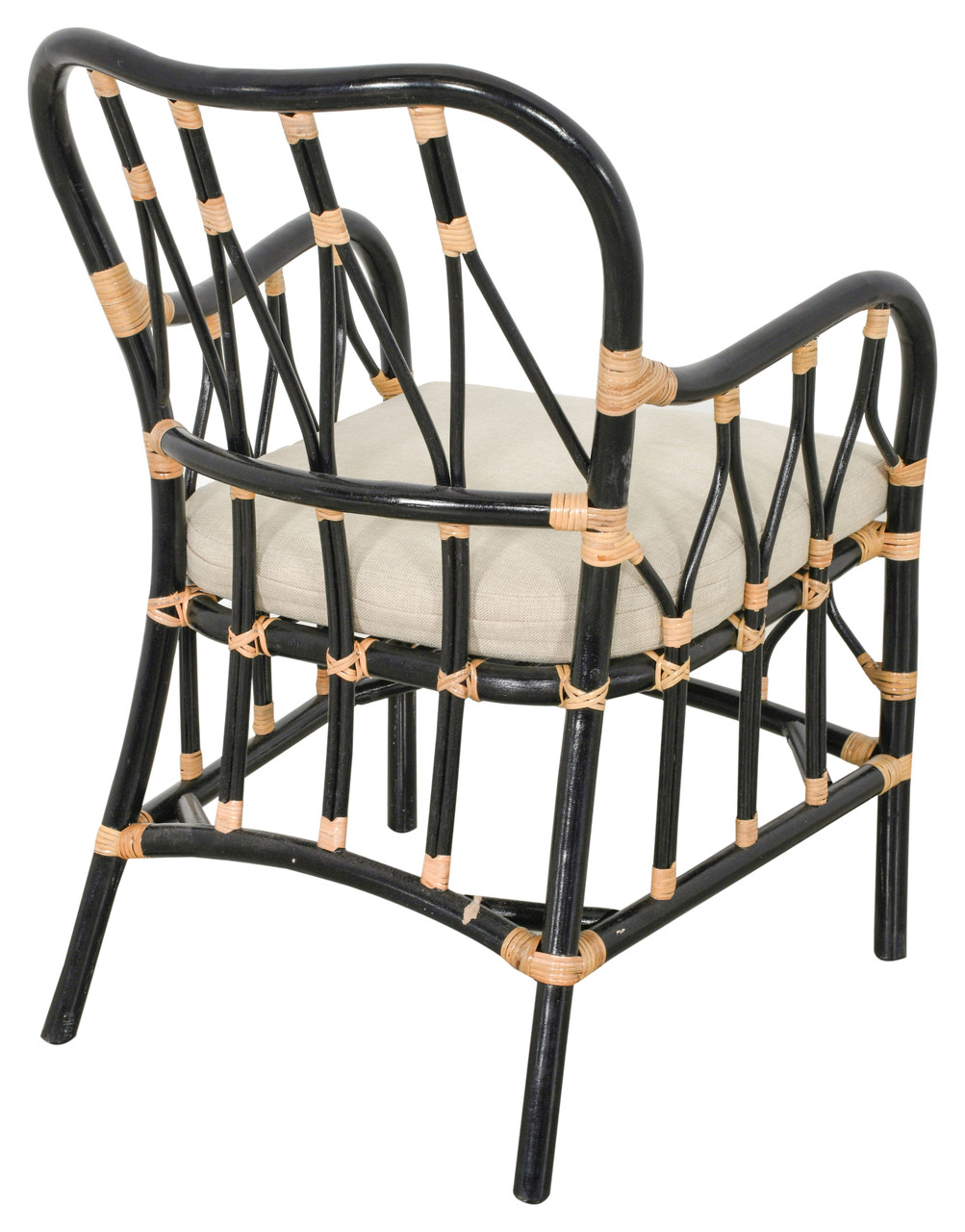Balagi Wood Armchair with Rattan Binding Close Up Image