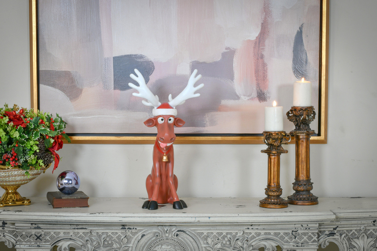 Christmas Holiday Decor Funny Reindeer 22 inches Room Scene