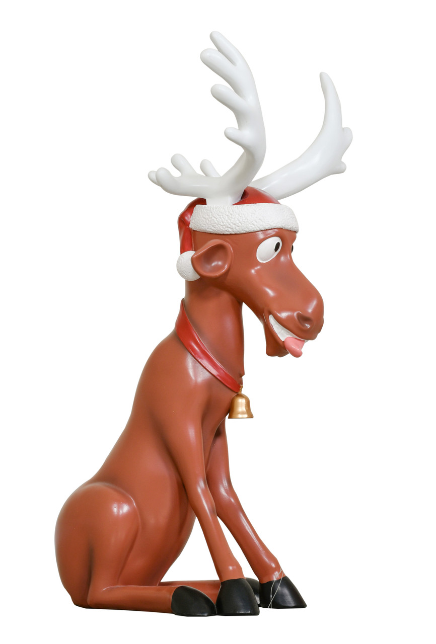 Christmas Holiday Decor Funny Reindeer 22 inches Close Up Image