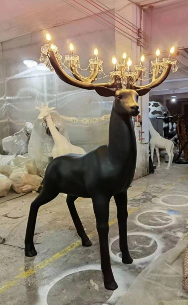 Standing Reindeer Antler Chandelier 83.5H