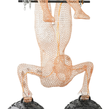 Iron Acrobat Chandelier Sculpture Close Up Image