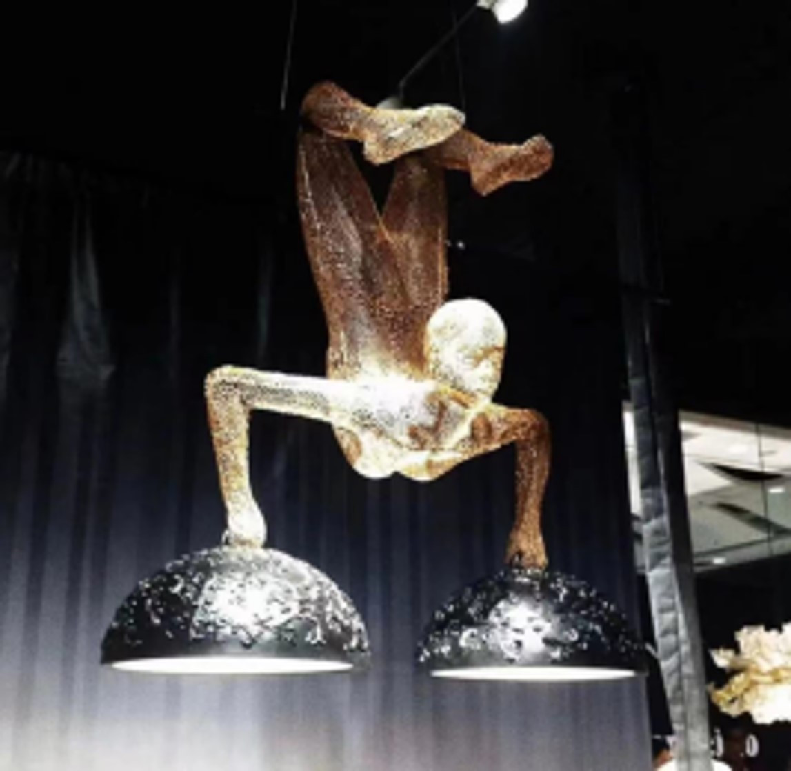 Iron Acrobat Chandelier Sculpture