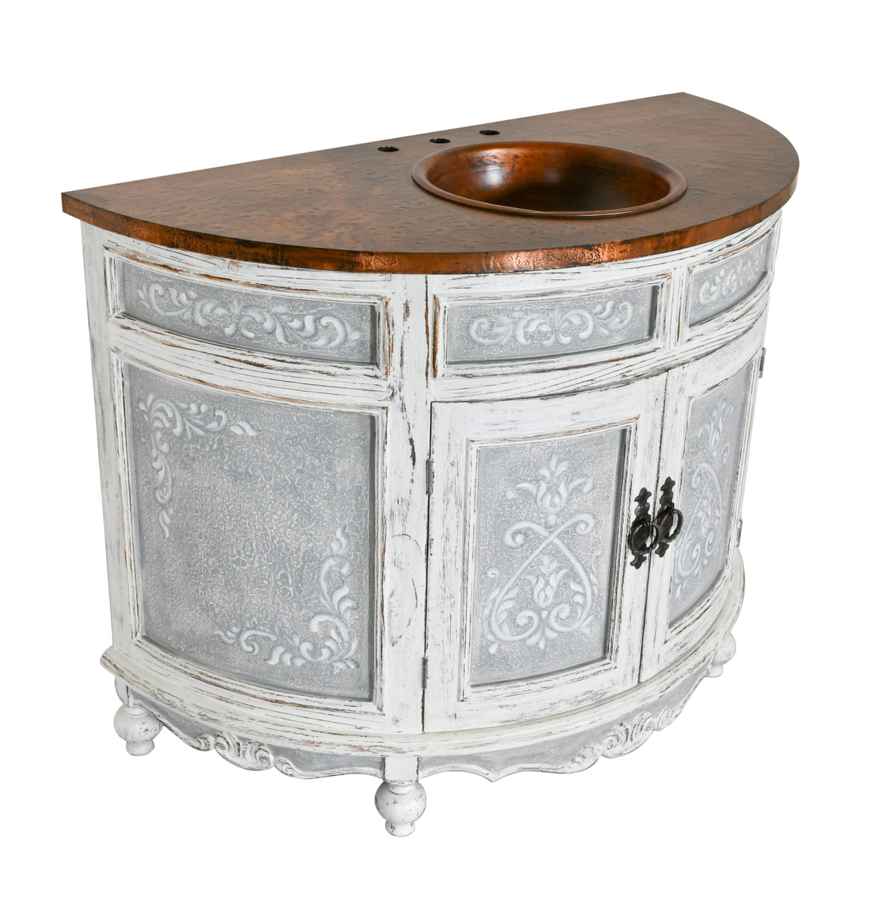 Cabo Blanco Peruvian Copper Top Blanco Bathroom Vanity 48W Close Up Image