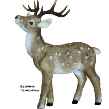Spotted Deer Standing Baby Fawn with Faux Fur 35H