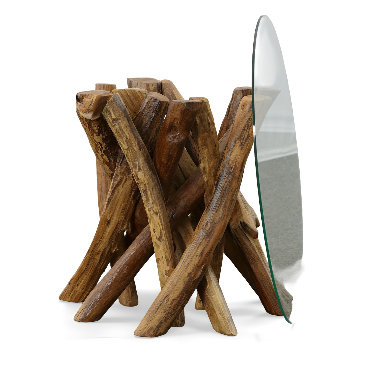 Natural Teak Root Branch End Table Close Up Image