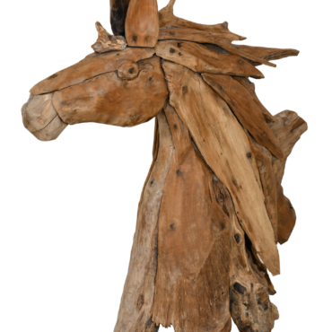 Teak Horse Bust Decorative Sculpture 38"H