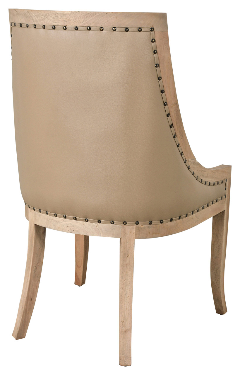 Farmhouse Curved Dining Chair with Faux Leather Close Up Image