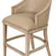 Farmhouse Curved Back Stool with Faux Leather
