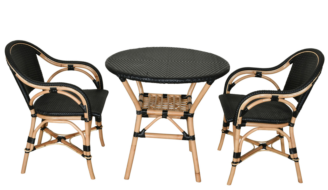 Black Sierra Arm Chair Bistro Set of 3