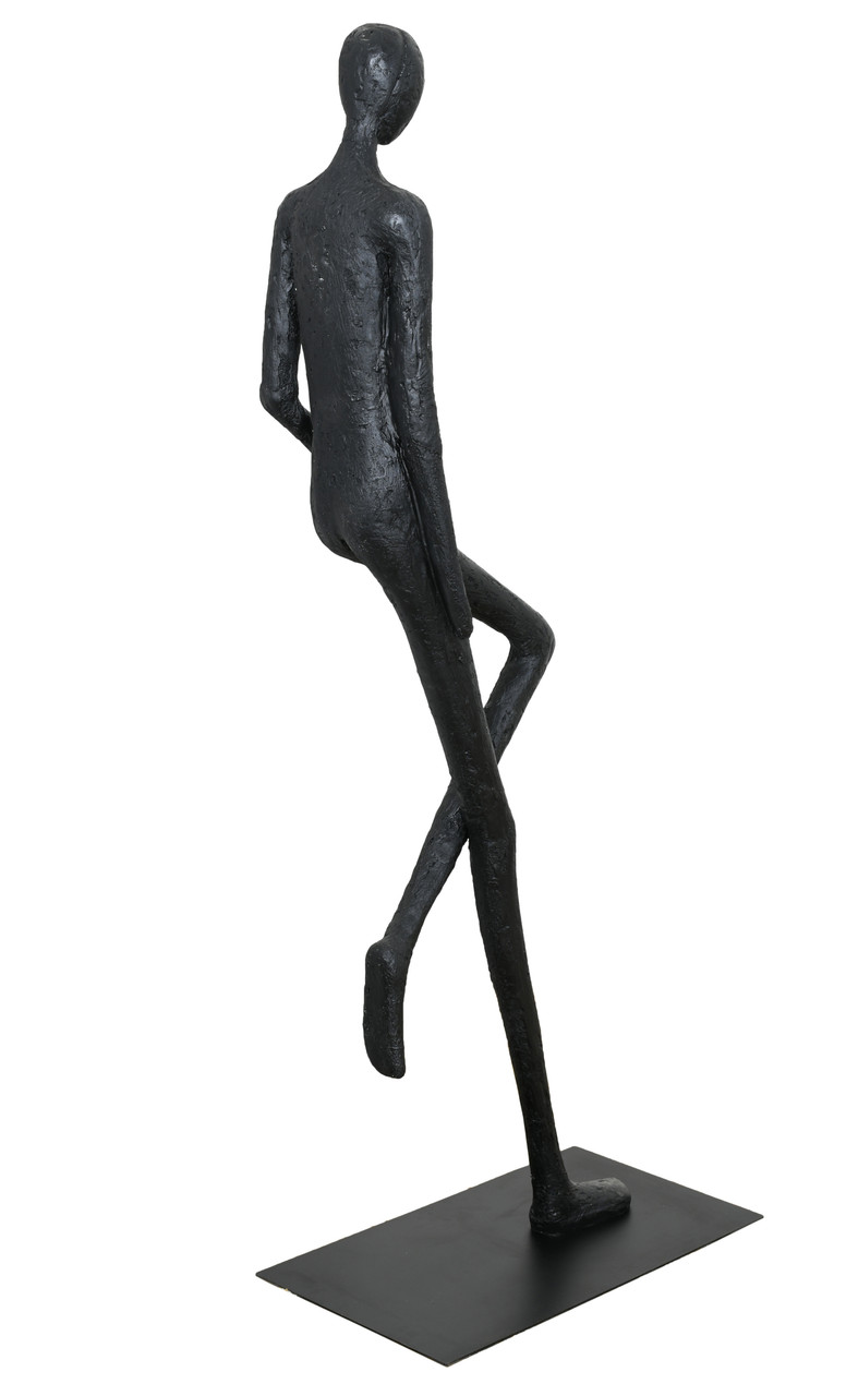 Resin Black Man Statue on a Stand Close Up Image