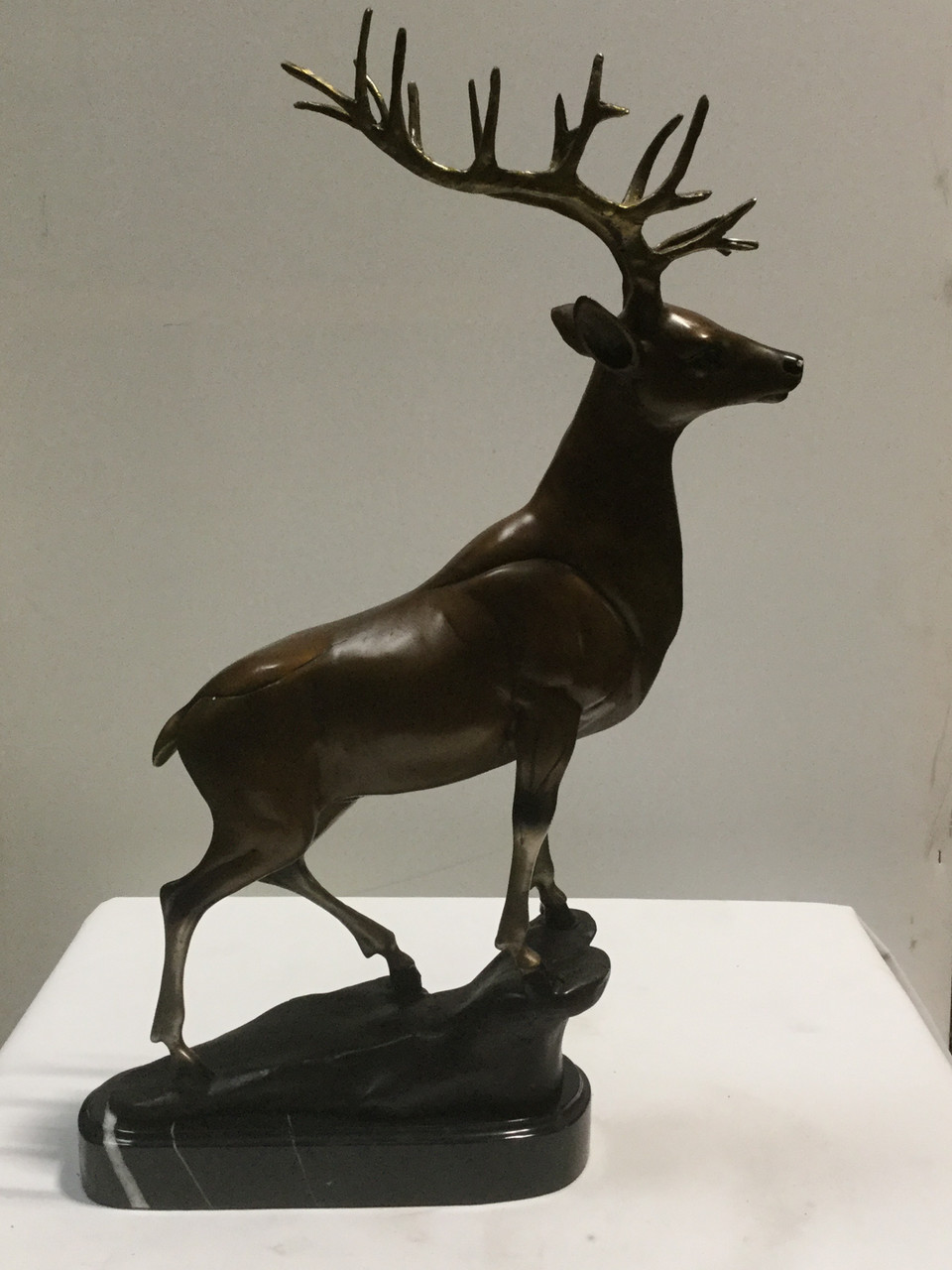 Reindeer Bronze on Marble Base 22.5in Room Scene