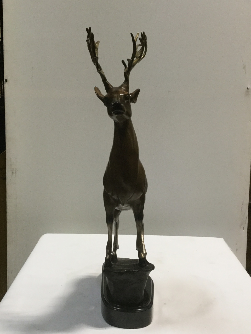 Reindeer Bronze on Marble Base 22.5in