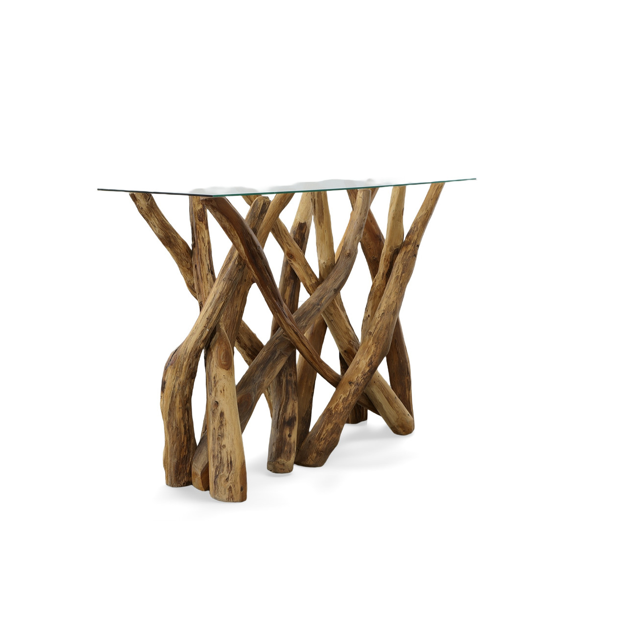 Natural Teak Root Branch Console Room Scene
