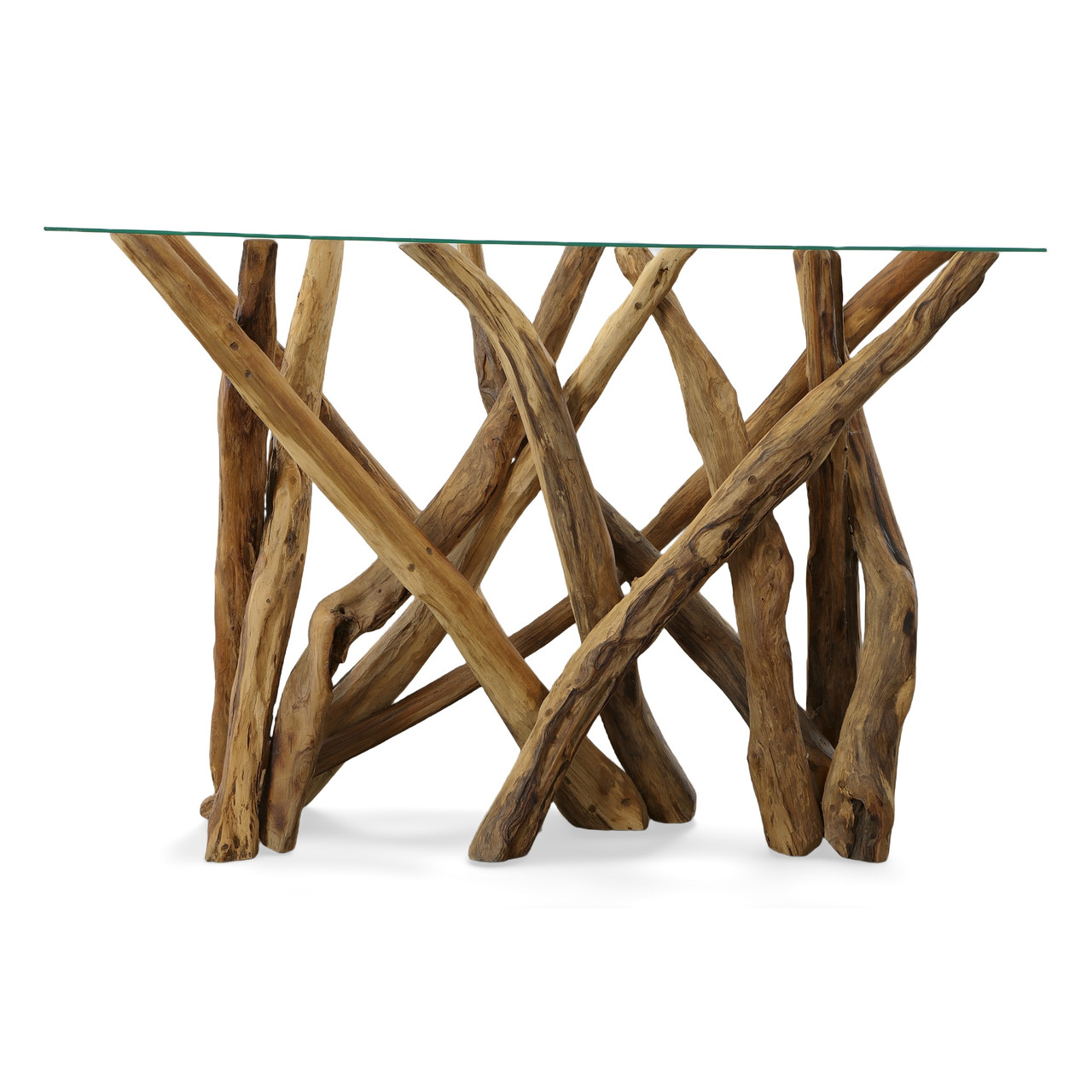 Natural Teak Root Branch Console Close Up Image