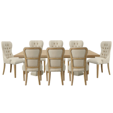 Santa Barbare Beachstone Dining Table with Workshop Chairs Set of 9