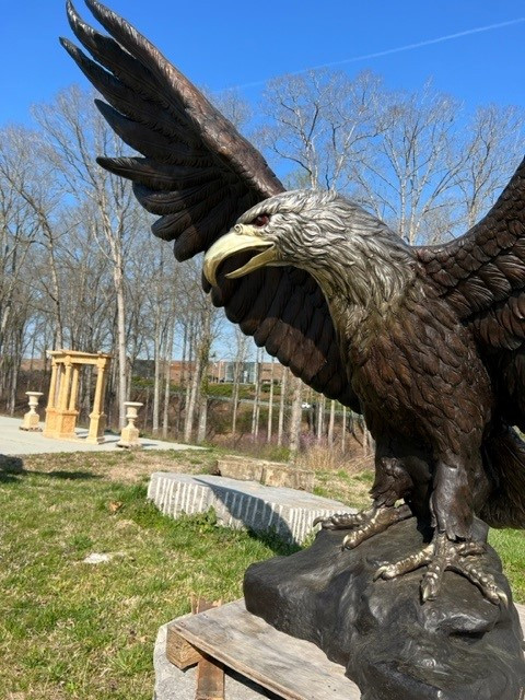 144 inch Wing Span Pair of Bronze Eagles Close Up Image